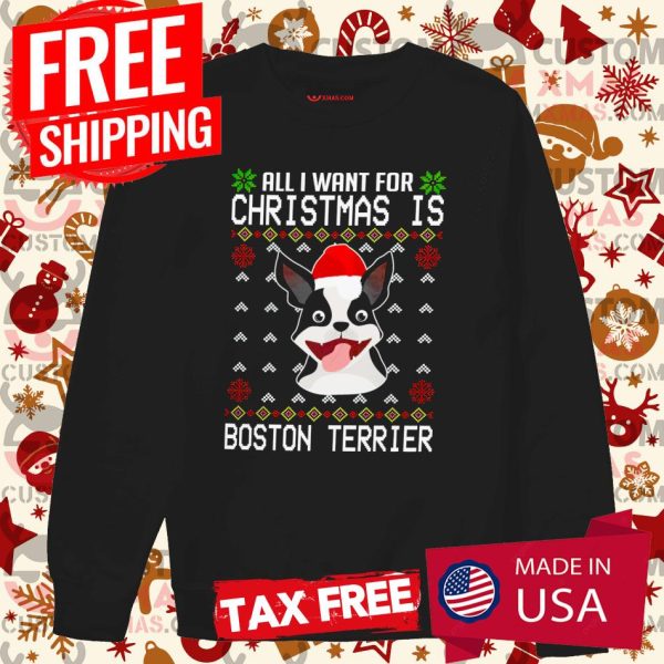 Boston Terrier Mens Christmas Shirts Ugly Christmas Shirt