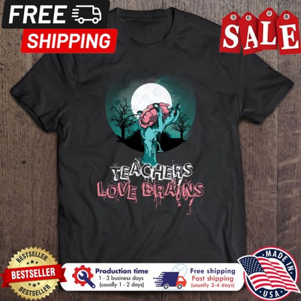 Brains hand zombie teachers love brain halloween shirt