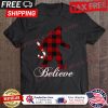 Buffalo Plaid Bigfoot believe merry christmas shirt