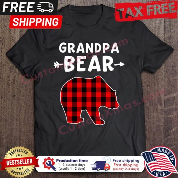 Buffalo Plaid grandpa bear christmas shirt