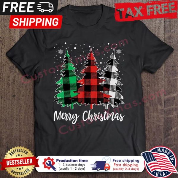 Buffalo Plaid pine tree merry christmas shirt