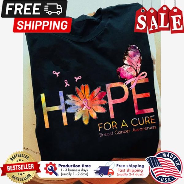 Butterfly ribbon hope for a cure breast cancer awareness shirt