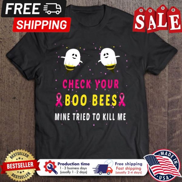 Check Your Boo Bees Mine Tried To Kill Me breast cancer awareness Halloween shirt