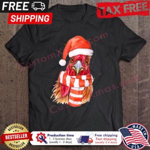 Chicken Santa Hat Merry Christmas shirt