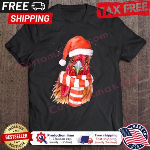 Chicken Santa Hat Merry Christmas shirt