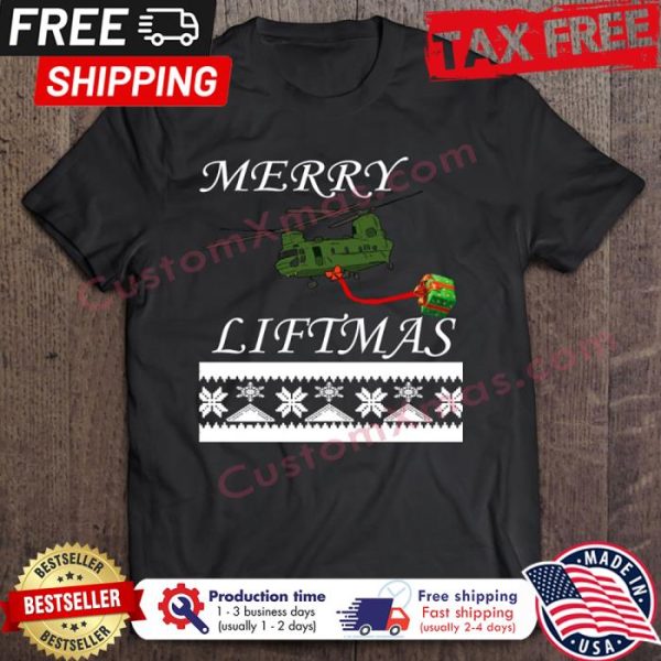 Chinook Helicopter Pilot Merry Liftmas Ugly Xmas Christmas shirt