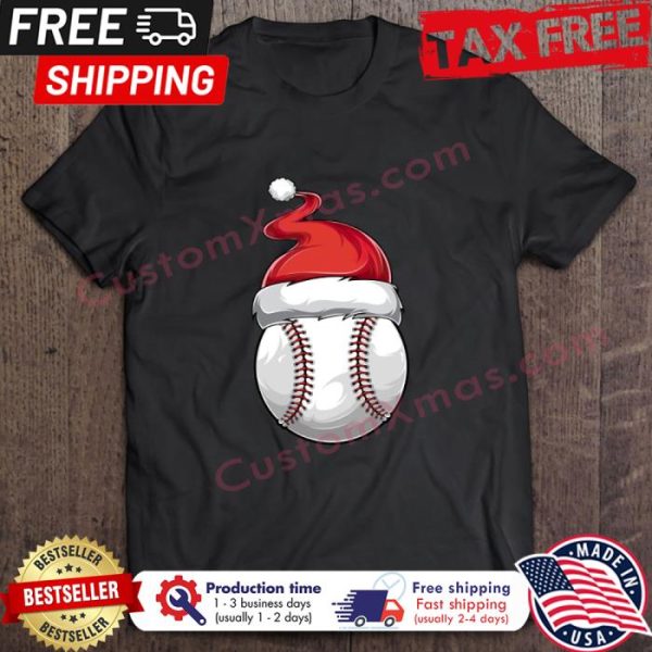 Christmas Baseball Ball Santa Hat shirt