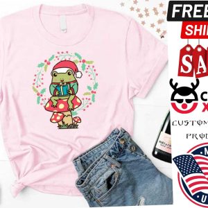 Cottagecore Aesthetic Frog Mushroom Christmas Shirt 1