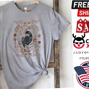 Cottagecore Folk Art Scandinavian Boho Bird Shirt 1