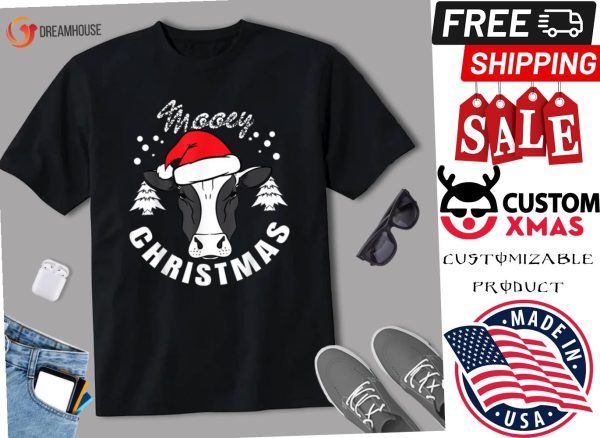 Cow Head Design – Mooey Christmas Cow Lover Shirt