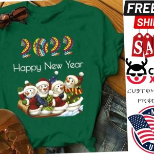 Day Snowman Santa Claus Happy New Year Shirt 1