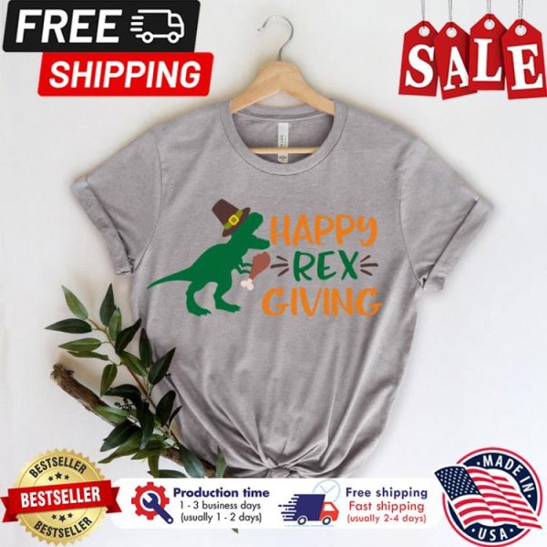 Dinosaur turkey happy rex giving thanksgivng shirt