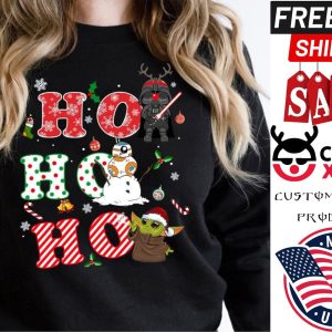 Disney Star Wars Ho Ho Ho Darth Vader Baby Yoda Shirt 1