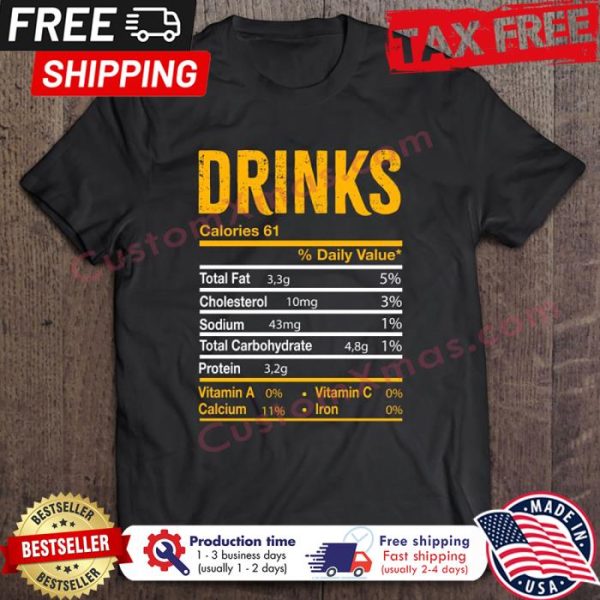 Drinks Nutrition Facts Alcohol shirt
