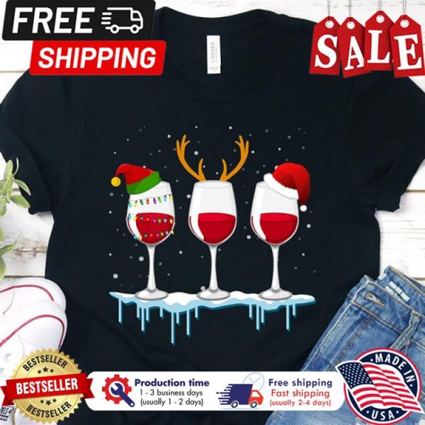 ELF Raindeer Santa wine christmas shirt