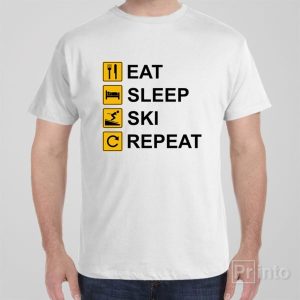 Eat Sleep Ski Repeat T shirt 1