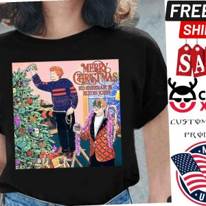 Ed Sheeran And Elton John Merry Christmas Vintage Cover Shirt 1