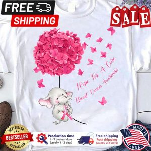 Elephant butterflies hope for a cure breast cancer awareness shirt