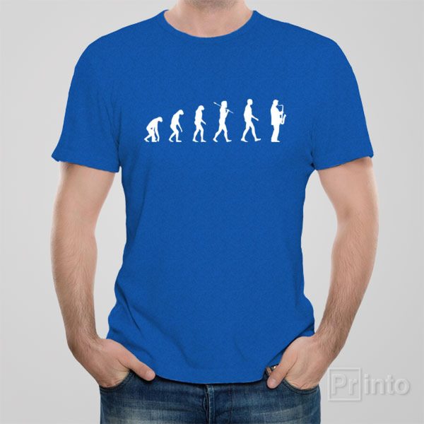 Evolution of saxophone player T-shirt