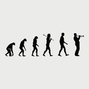 Evolution of trumpet player T shirt 2