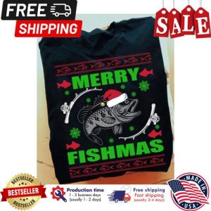 Fish santa merry fishmas christmas shirt