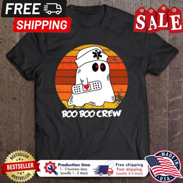 Ghost boo boo crew retro sunset vintage halloween shirt