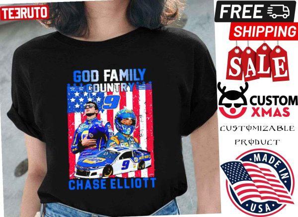 God Family Country Chase Elliott American Flag Shirt