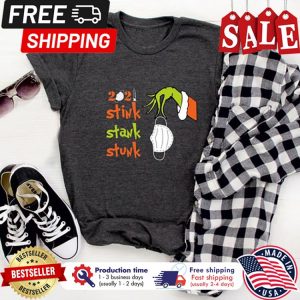 Grinch face mask 2021 stink stank stunk pandemic christmas shirt