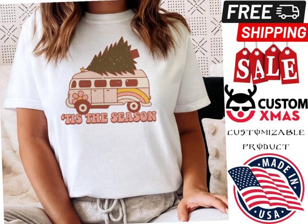 Groovy Christmas Png Sublimation Hippie Bus Shirt