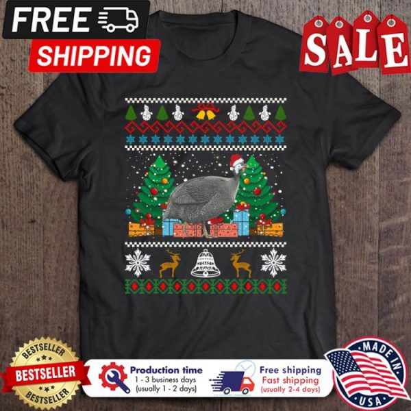 Guinea Fowl Bird Santa ugly xmas christmas shirt