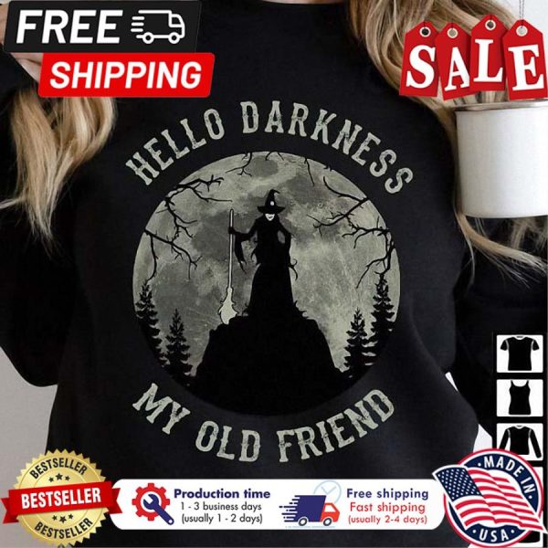 Halloween Witch Moon hello darkness my old friend shirt