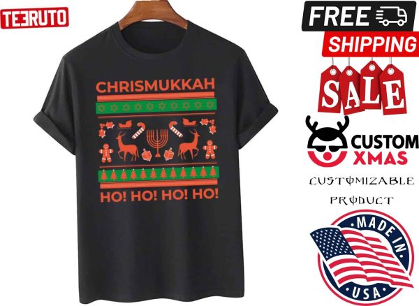 Happy Chrismukkah Knitted Pattern Ugly Christmas Hanukkah Shirt