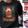 Happy Holidays With Cheese Ugly Christmas Reindeer Horn Shirt