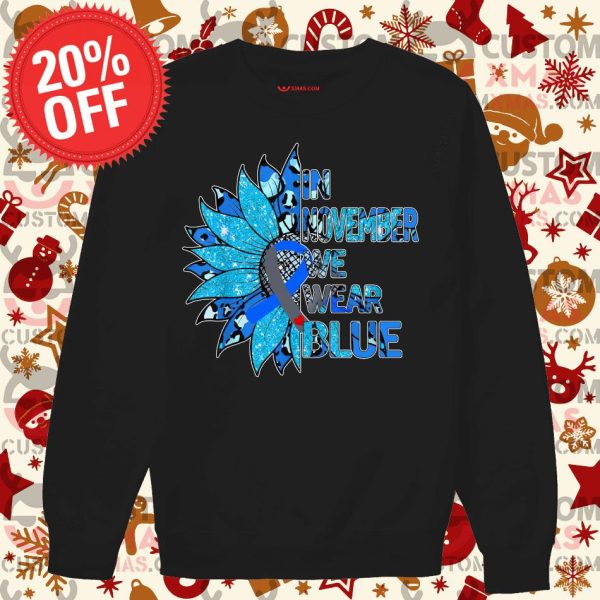 In November we wear blue Diabetes Awareness Truck Shirt, Diabetes Awareness Gift Shirt, Ribbon Type 1 Diabetes Blue shirt