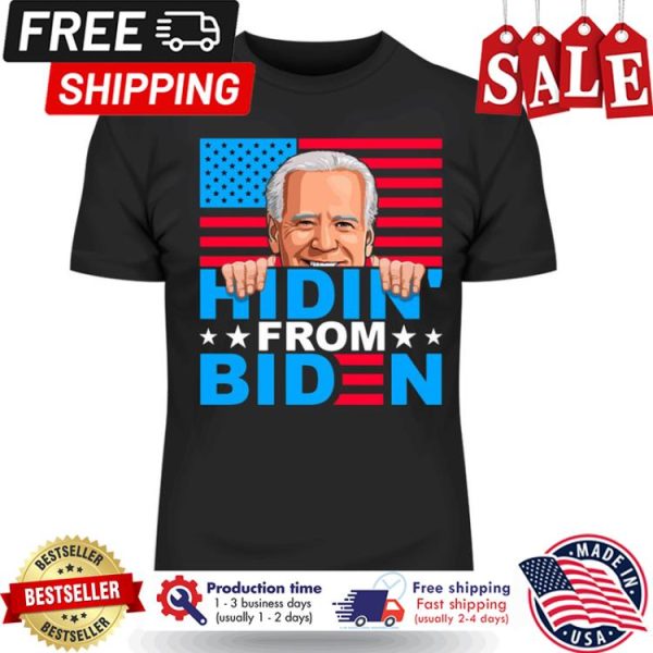 Joe Biden hidin from Biden american flag shirt