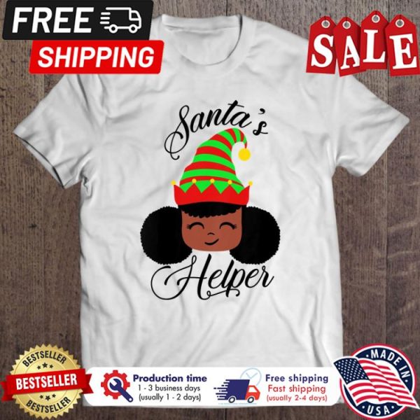 Kid Afro ELF santas helper christmas shirt