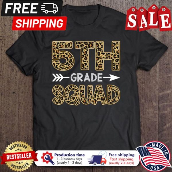 Leopard background 5th grade squad shirt