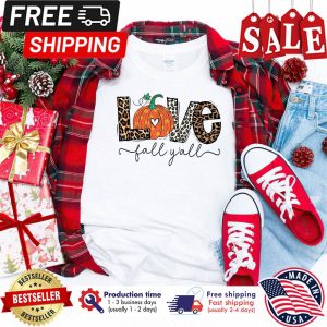 Leopard pumpkin love fall y all thanksgiving shirt 2
