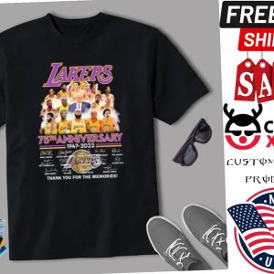 Los Angeles Lakers 75th Anniversary 1947 2022 Signatures Thank You For The Memories Shirt