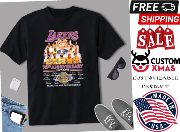 Los Angeles Lakers 75th Anniversary 1947 2022 Signatures Thank You For The Memories Shirt