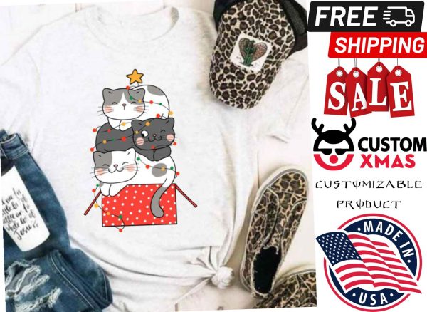 Meowy Christmas Tree Cat Lover Shirt