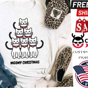 Meowy Christmas Tree Crazy Cat Lady Shirt