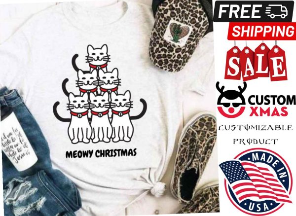 Meowy Christmas Tree Crazy Cat Lady Shirt