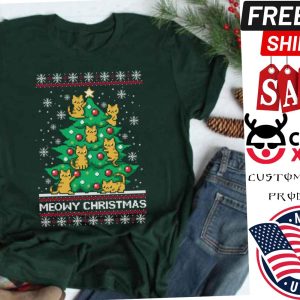 Meowy Christmas Ugly Cat Xmas Shirt