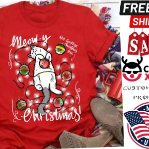 Meowy Christmas Xmas Cat Lover Gift Shirt