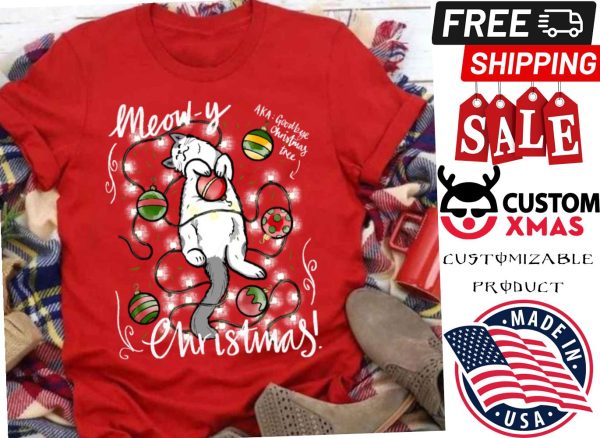 Meowy Christmas Xmas Cat Lover Gift Shirt