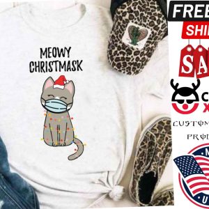 Meowy Christmask Cute Christmas Cat Shirt