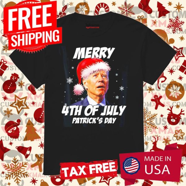 Merry 4th of July Patrick’s day Funny Anti Biden Christmas Shirt