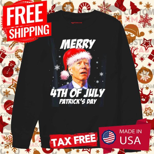 Merry 4th of July Patrick’s day Funny Anti Biden Christmas Shirt