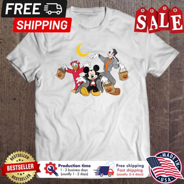 Mickey Goofy Donald trick or treat halloween shirt